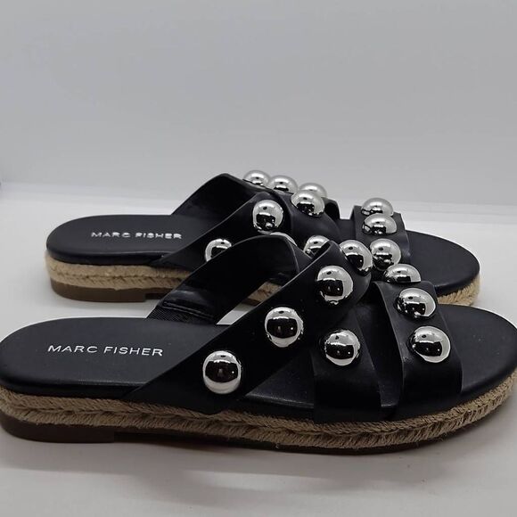 Slip On Studded Espadrille Prisca Sandal Marc Fisher Women Black Size 6.5 - Picture 7 of 7